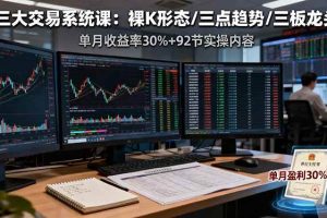 (16269期)三大交易系统课:裸K形态/三点趋势/三板体系,单月收益率30%+92节实操内容