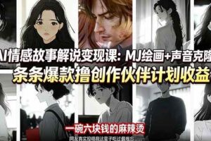 (17821期)AI情感故事解说变现课:MJ绘画+声音克隆+剪辑,条条爆款撸创作伙伴计划收益